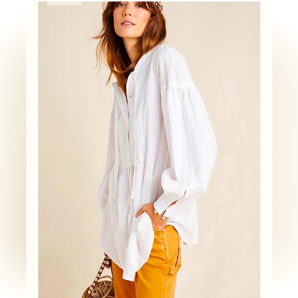 anthropologie- Maeve white shirt / Size 12 NWT